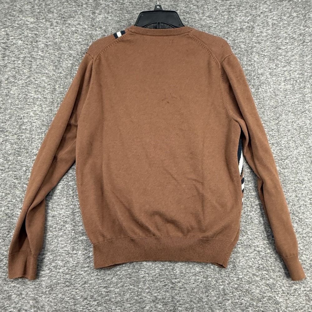 Perry Ellis Mens Brown Abstract Geometric Stripe Crew Neck Sweater Size Medium - Picture 7 of 8